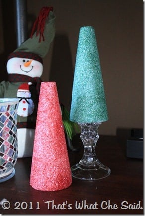 DIY~ Styrofoam Glittered Christmas Trees - 700 N COTTAGE