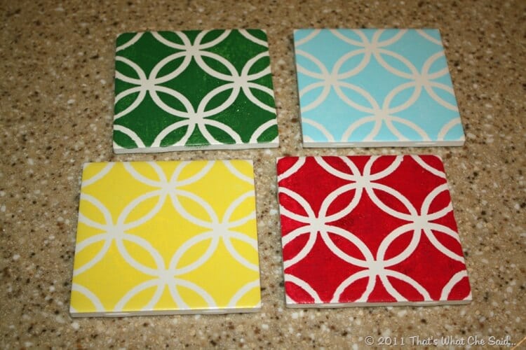 DIY Painted Tile Coasters - That's What {Che} Said