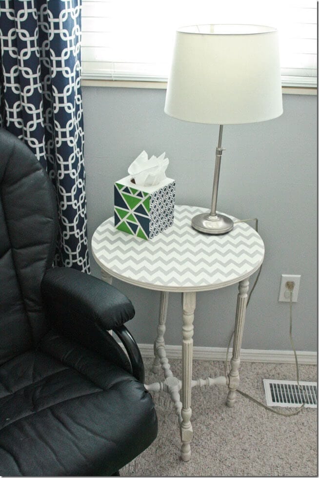 Chevron Stenciled  Side Table with Chalk Paint at thatswhatchesaid.net