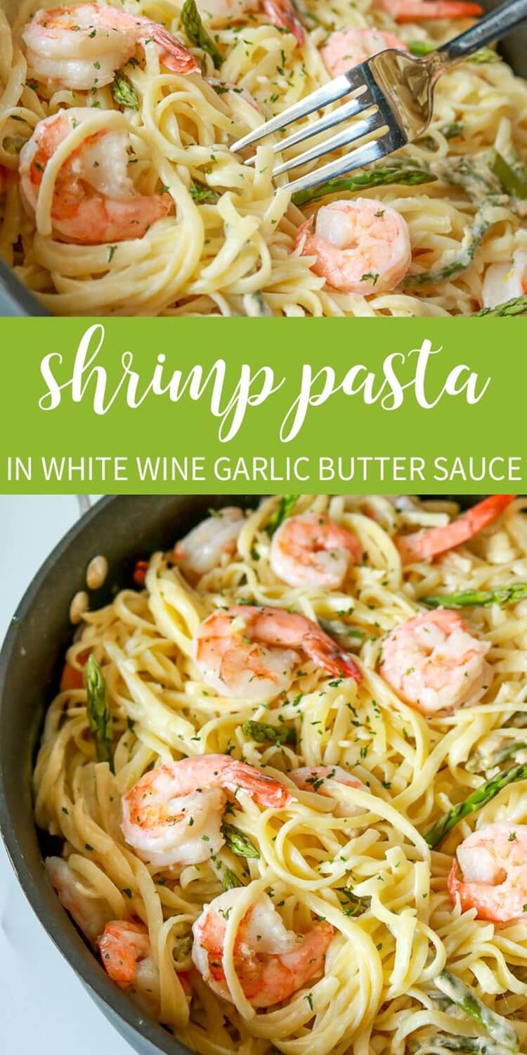Garlic Butter Shrimp Pasta in White Wine Sauce - That's What {Che} Said...