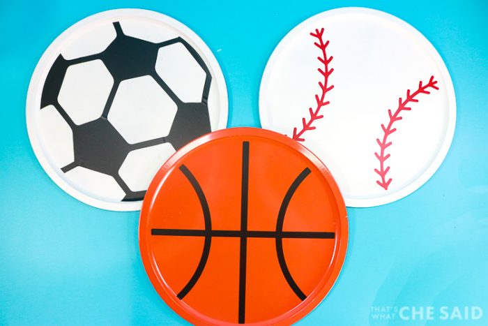 Pizza Pans turned into Sports Balls Magnet boards