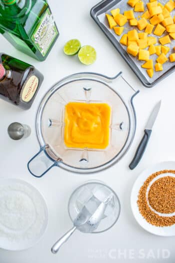 Blended mango margarita puree