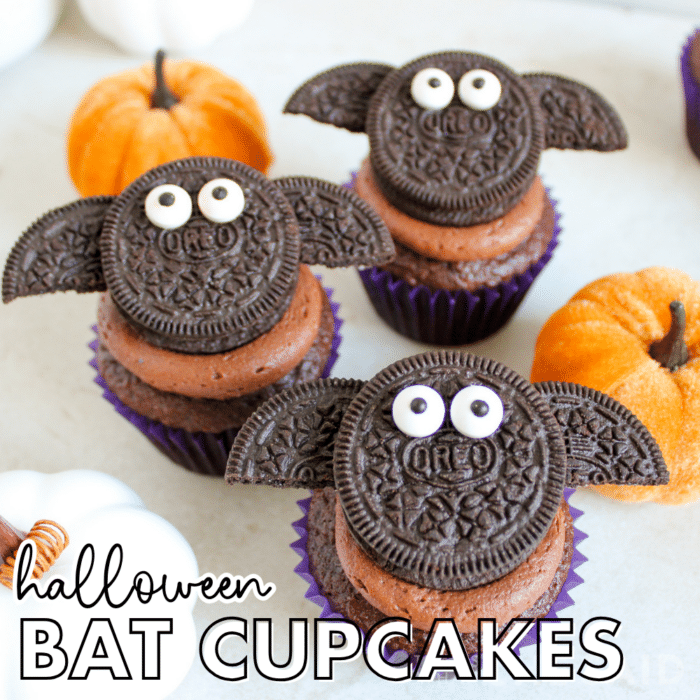 Oreo Bat Cupcakes Square Image with writing