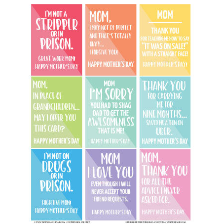 Funny Gift Tags for Mother's Day