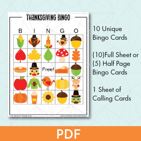 Thanksgiving Bingo Game Cards