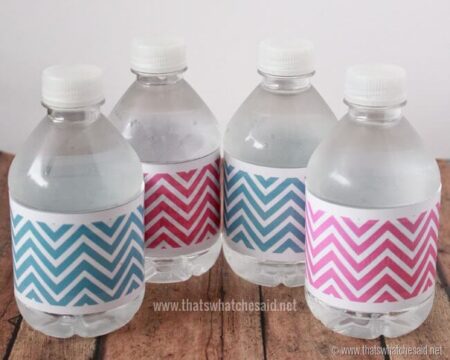 Pink & Blue Chevron Water Bottle Labels